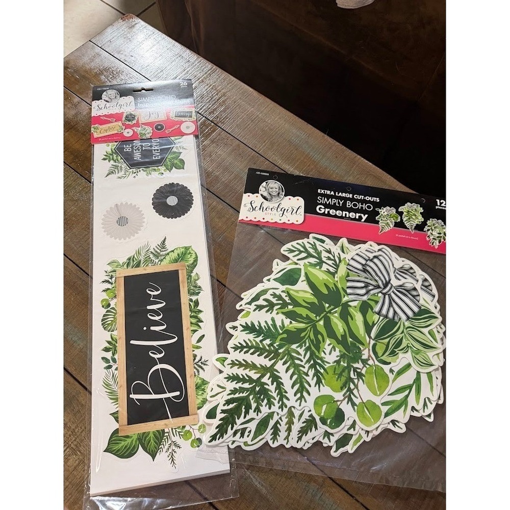 Schoolgirl Style Simply Boho Bulletin Board Set Greenery Inspirational Signs NEW